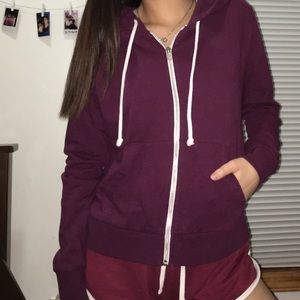 maroon zip up